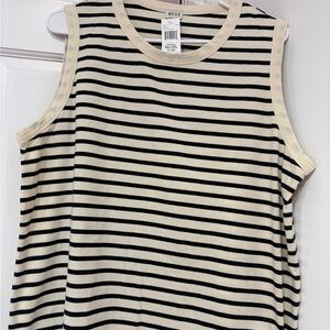KULE Cream and Black Striped Sleeveless Tank